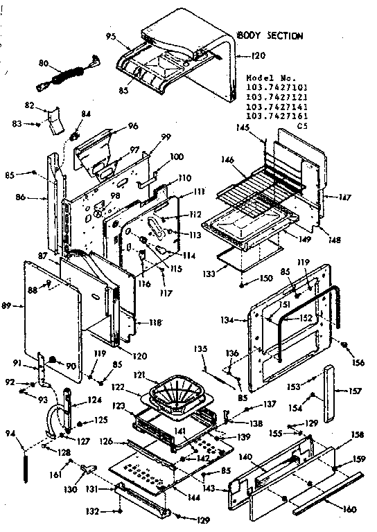 Kenmore 1037427161 body section diagram