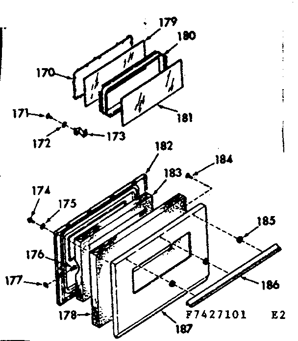 Kenmore 1037427161 oven door section diagram