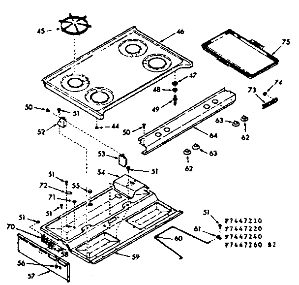 Kenmore 1037447210 main top section diagram