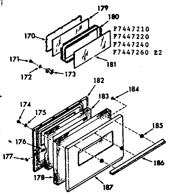 Kenmore 1037447210 oven door section diagram
