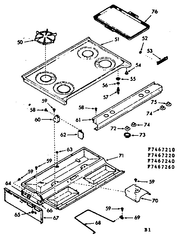 Kenmore 1037467210 main top section diagram