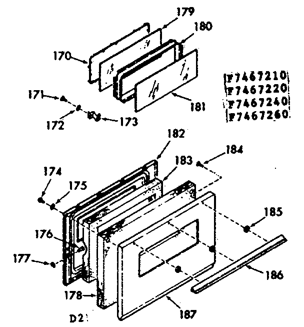Kenmore 1037467210 oven door section diagram
