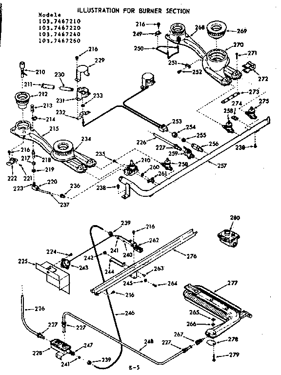 Kenmore 1037467210 burner section diagram
