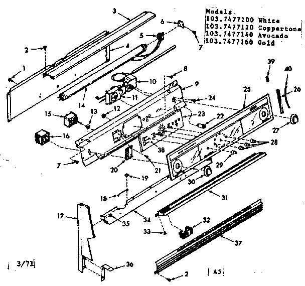 Kenmore 1037477140 backguard section diagram