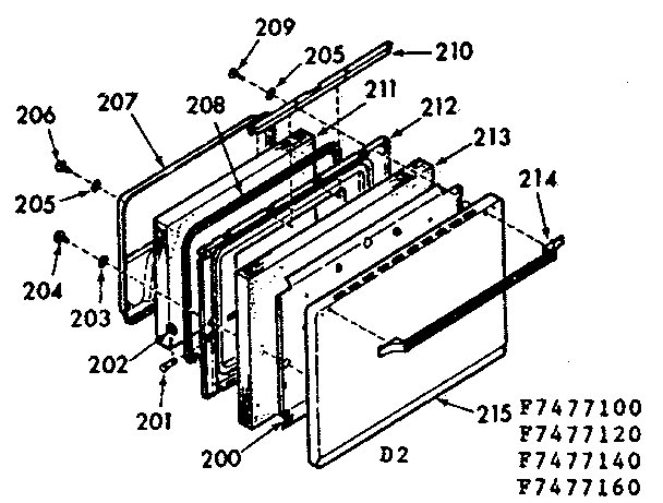 Kenmore 1037477140 oven door section diagram