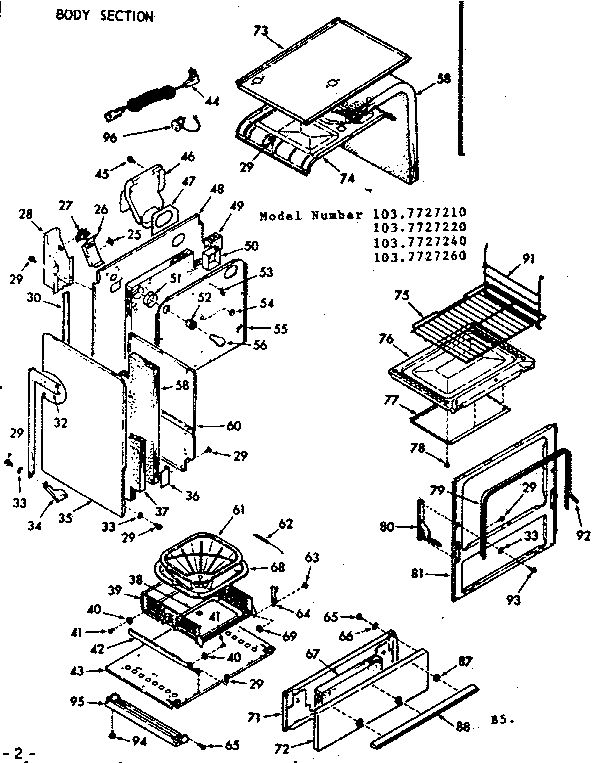 Kenmore 1037727210 body section diagram