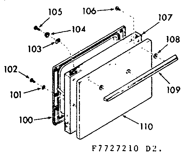 Kenmore 1037727210 lower oven door section diagram