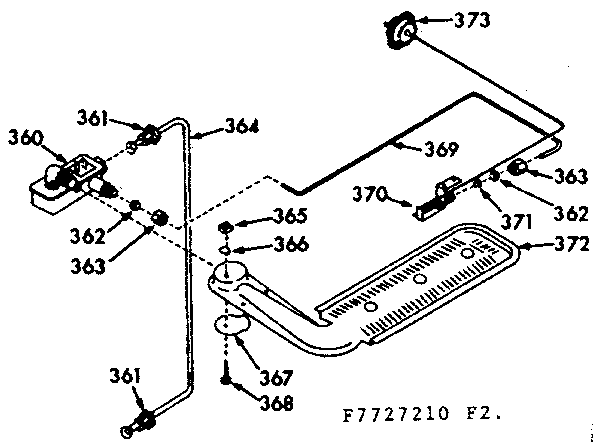 Kenmore 1037727210 upper oven burner section diagram