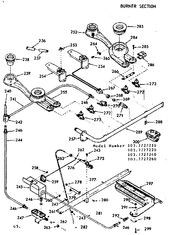 Kenmore 1037727210 burner section diagram