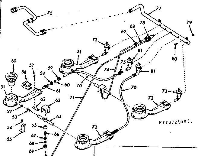Kenmore 1037737240 top burner section diagram