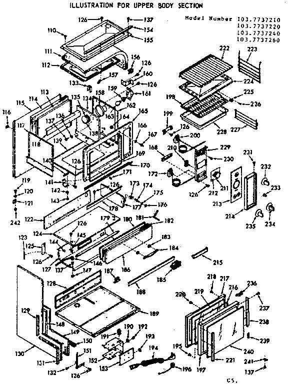 Kenmore 1037737240 upper body section diagram