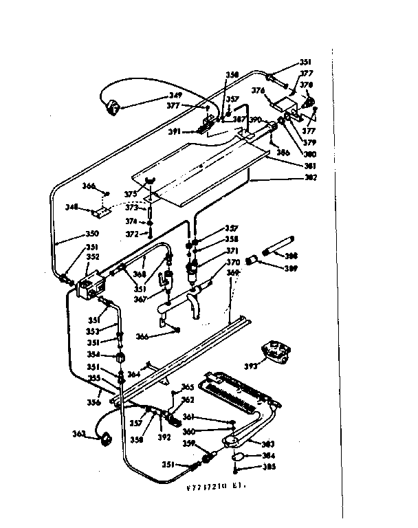 Kenmore 1037737240 upper & lower oven burner section diagram