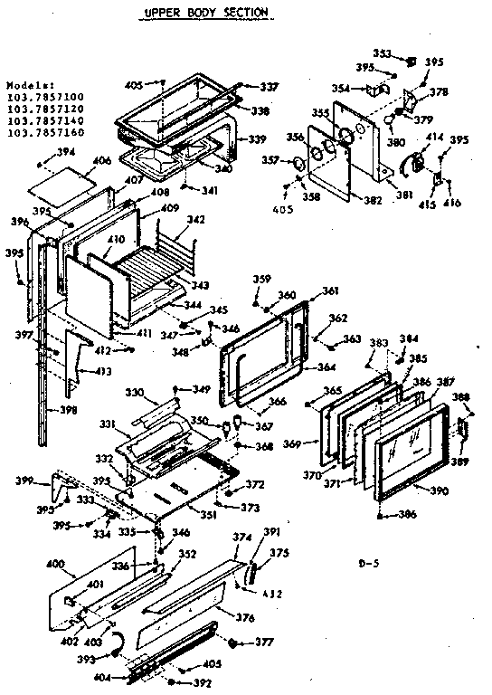 Kenmore 1037857140 upper body section diagram
