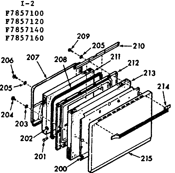 Kenmore 1037857140 oven door section diagram