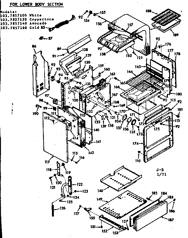Kenmore 1037857140 lower body section diagram