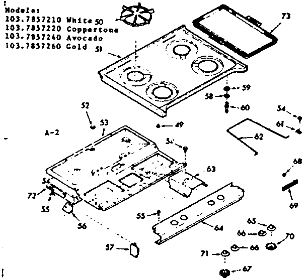 Kenmore 1037857220 main top diagram
