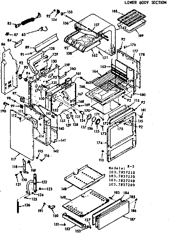 Kenmore 1037857220 lower body diagram