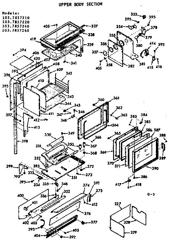 Kenmore 1037857220 upper body diagram