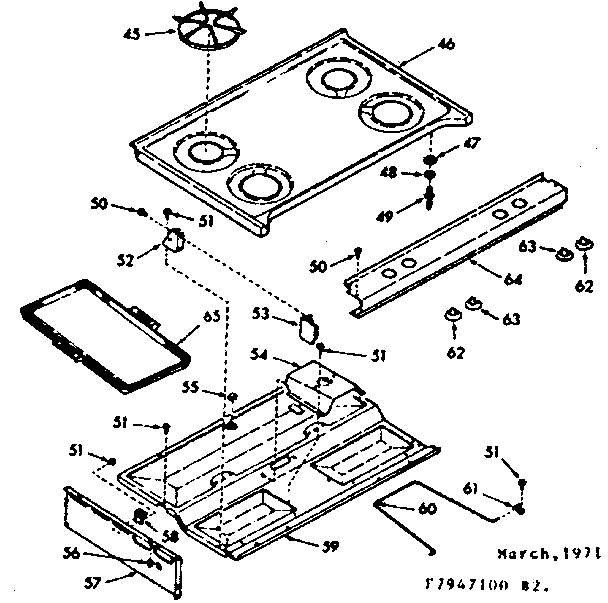 Kenmore 1037947140 main top section diagram