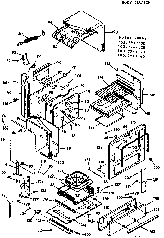 Kenmore 1037947140 lower body section diagram