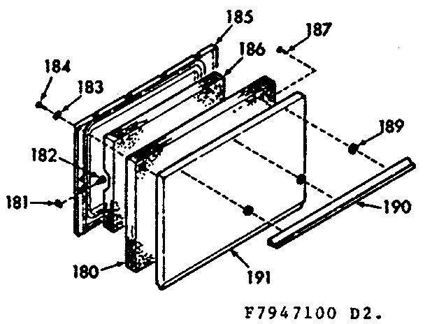 Kenmore 1037947140 lower oven door section diagram