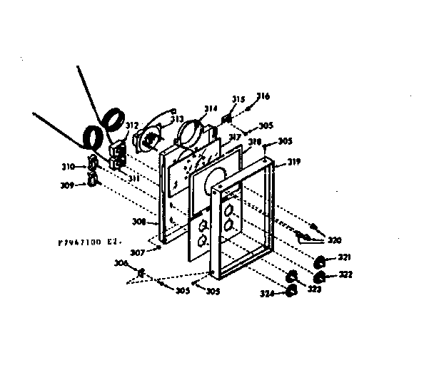 Kenmore 1037947140 control panel section diagram