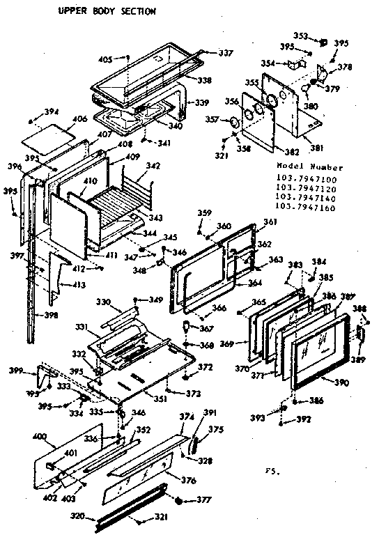Kenmore 1037947140 upper body section diagram