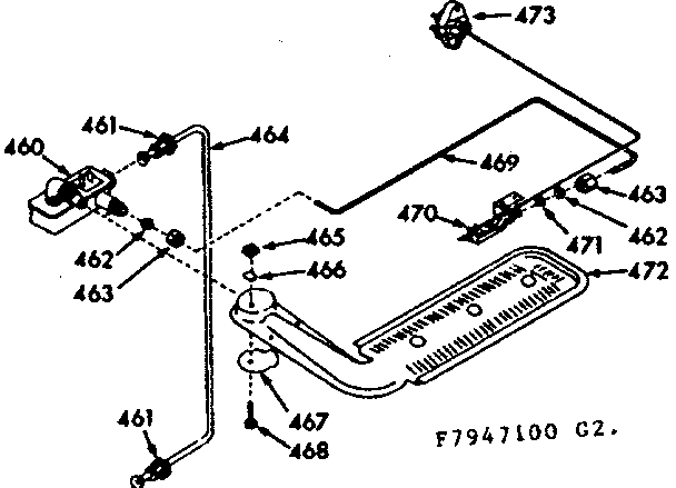 Kenmore 1037947140 upper oven burner section diagram