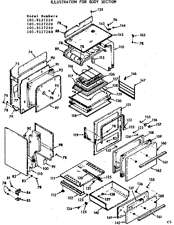 Kenmore 1039127260 body section diagram