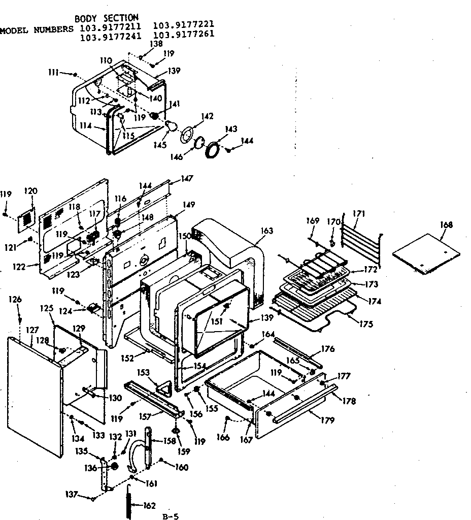 Kenmore 1039177211 body section diagram