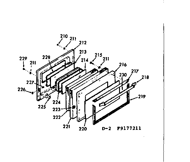 Kenmore 1039177211 oven door section diagram