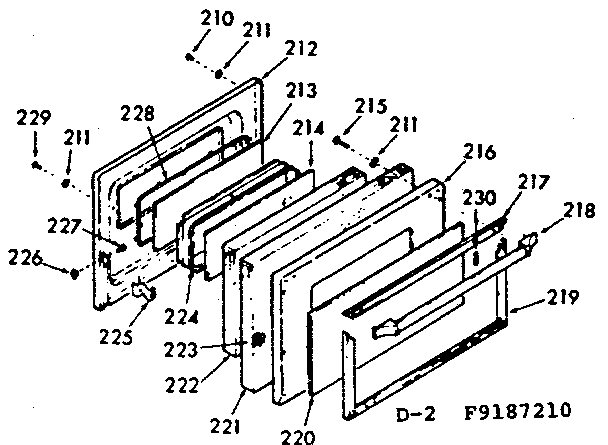 Kenmore 1039187260 oven door section diagram