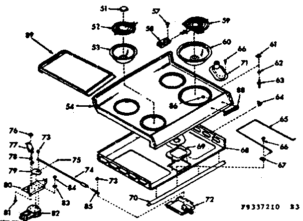Kenmore 1039337210 main top section diagram