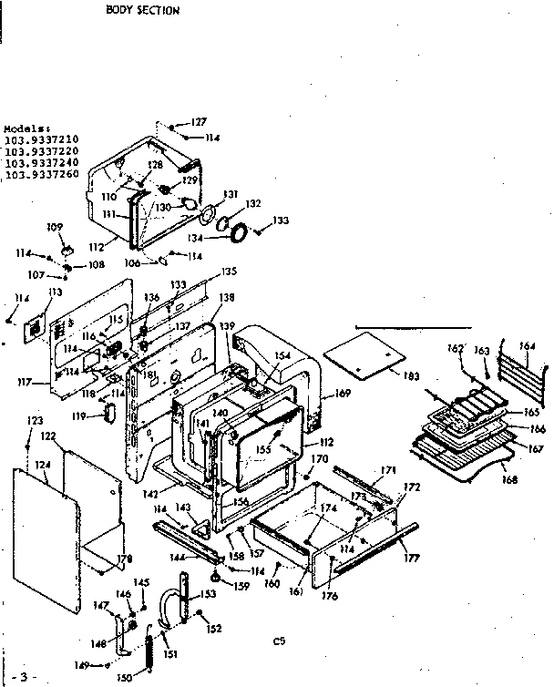 Kenmore 1039337210 body section diagram