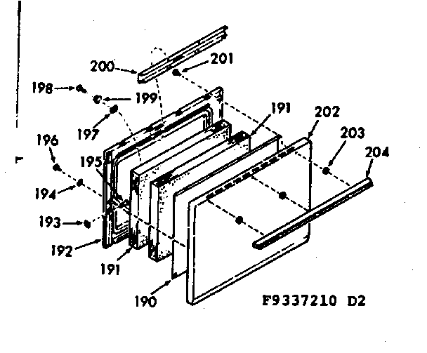 Kenmore 1039337210 oven door section diagram