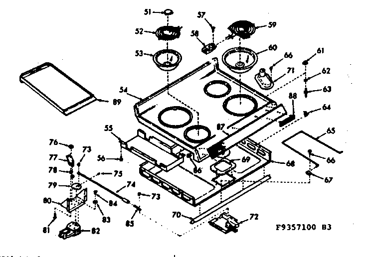 Kenmore 1039357120 main top section diagram