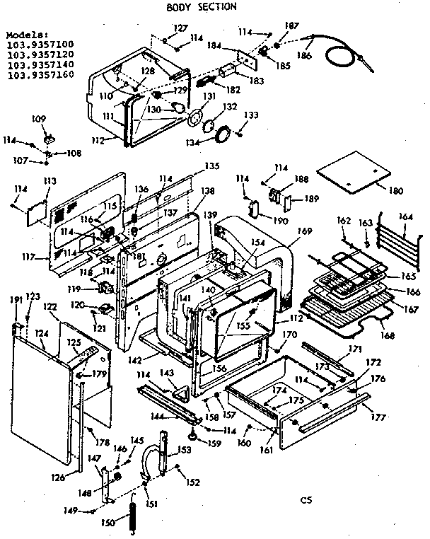 Kenmore 1039357120 body section diagram