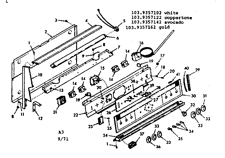 Kenmore 1039357142 backguard section diagram