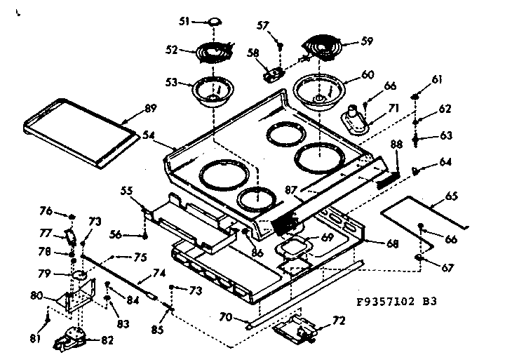 Kenmore 1039357142 main top section diagram