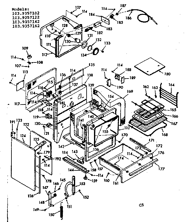 Kenmore 1039357142 body section diagram