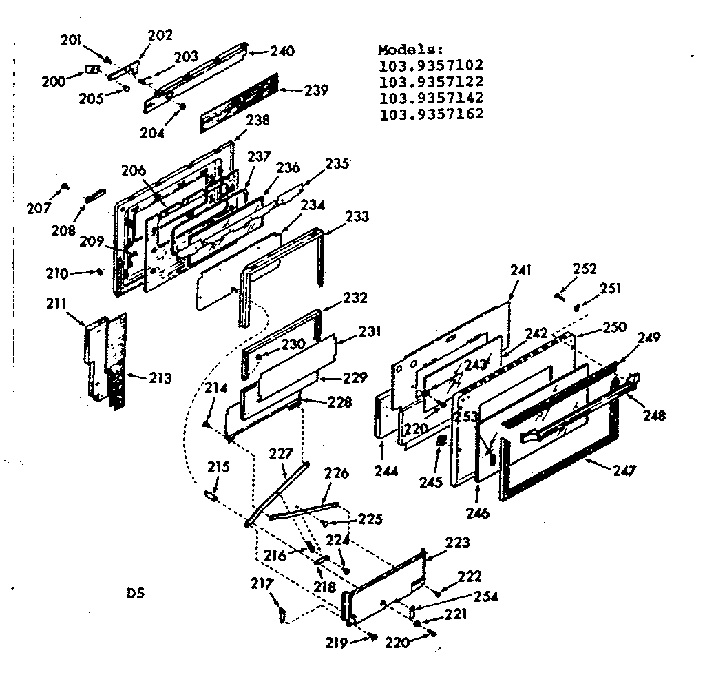 Kenmore 1039357142 oven door diagram