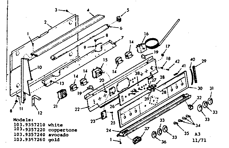 Kenmore 1039357210 backguard section diagram