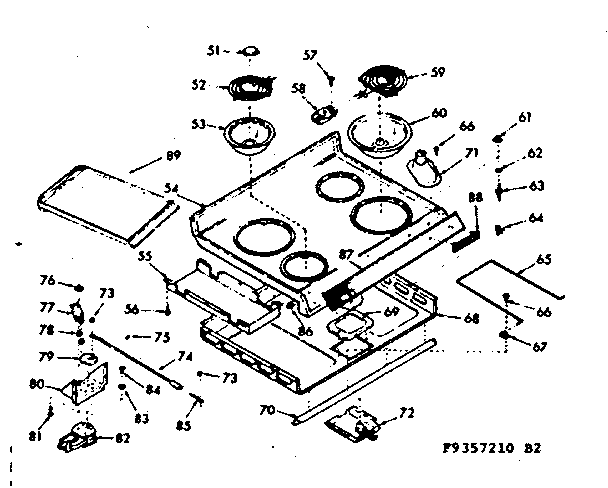Kenmore 1039357210 main top section diagram
