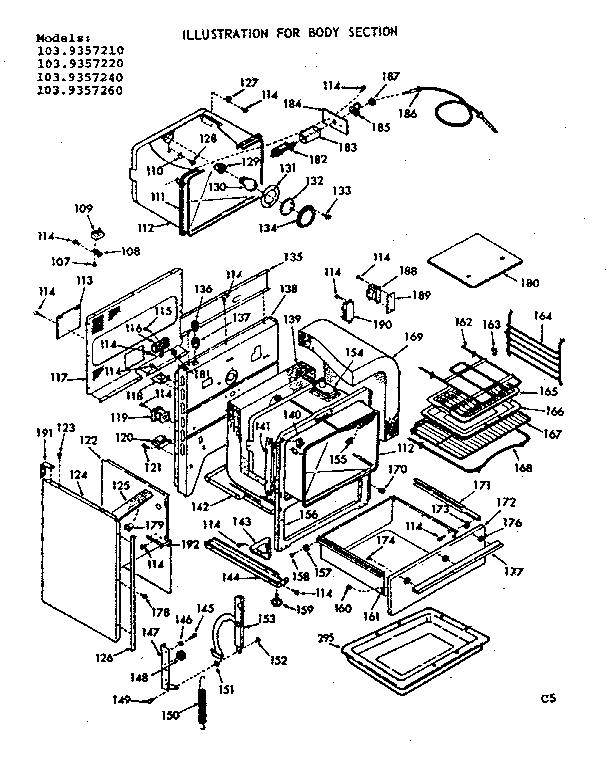Kenmore 1039357210 body section diagram