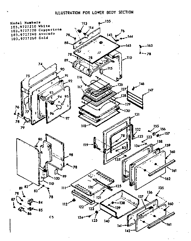 Kenmore 1039727260 lower body section diagram