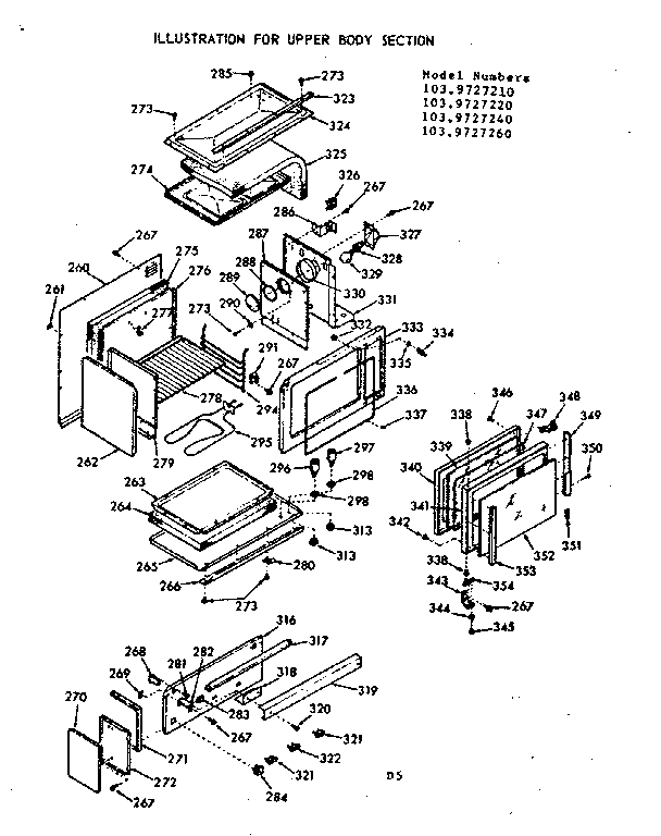Kenmore 1039727260 upper body section diagram
