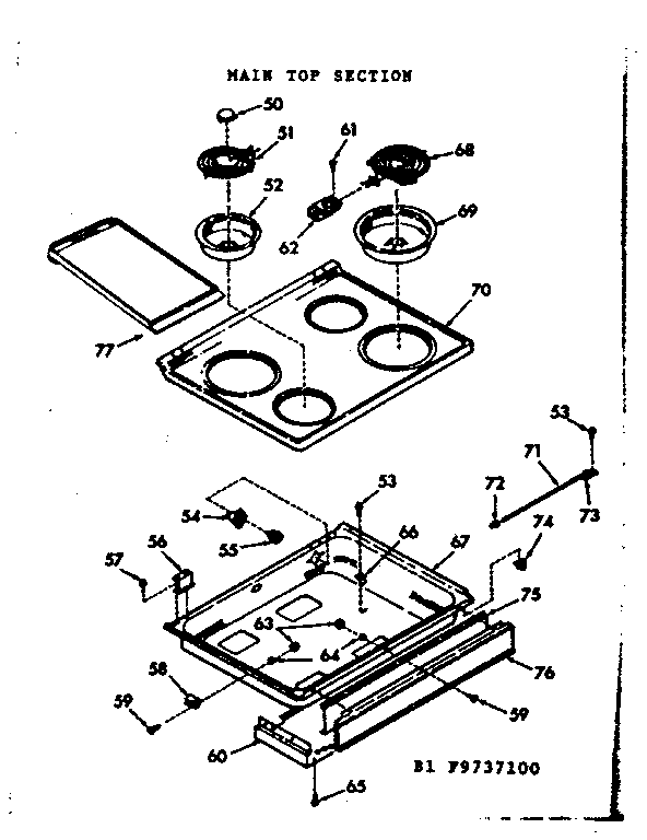 Kenmore 1039737160 main top section diagram