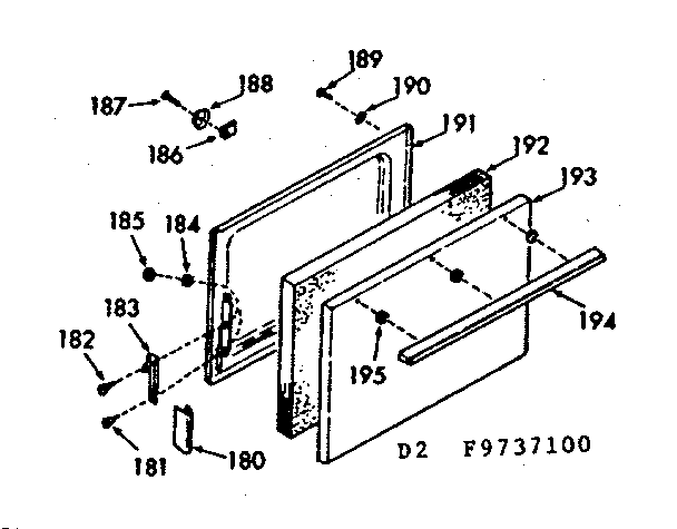 Kenmore 1039737160 lower oven door section diagram