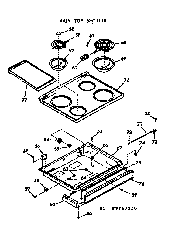 Kenmore 1039767220 main top section diagram