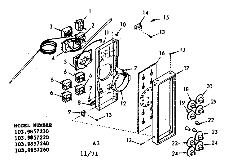 Kenmore 1039857240 control panel section diagram